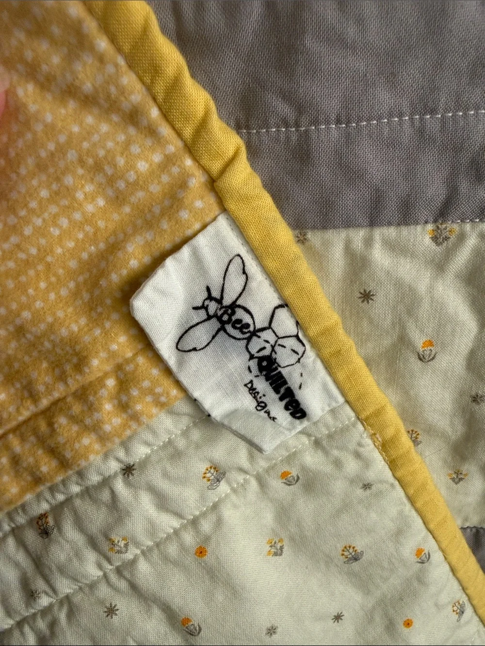 Handmade Yellow and Grey Stripe Quilt